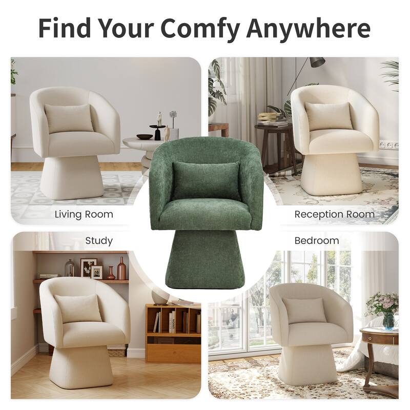 360° Swivel Barrel Fabric Upholstered dining chair with Pillow