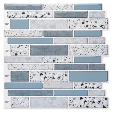 Art3d 12"x12" Vinyl Peel and Stick Backsplash Tile (10-Pack) aqua stone look