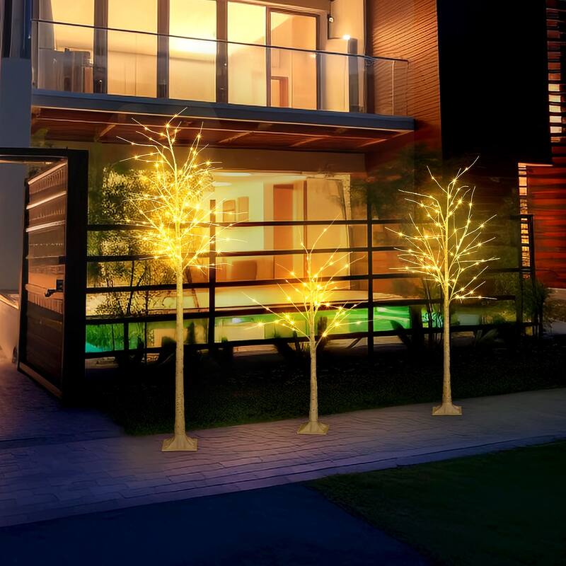 LED Lighted Birch Tree with Fairy Lights for Decoration Inside Outside