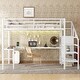 preview thumbnail 14 of 74, Kids Loft Bed Metal Frame Bed with Wardrobe, L-shaped Desk and Storage Stairs, High Loft Bed with LED, USB and Adjustable Shelf