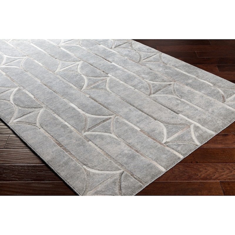 Ahroda Modern Geometric Hair-on-hide & Viscose Area Rug