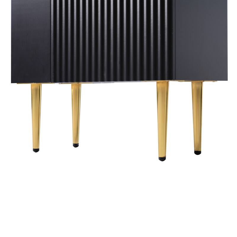 Compact 21.6" Free-Standing Bathroom Vanity with Single Sink, Open Storage & Gold Accents