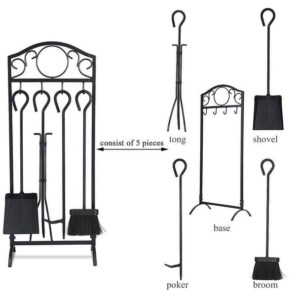 Shop Costway 5 Pieces Fireplace Tools Set 4 Tools Decor Holder