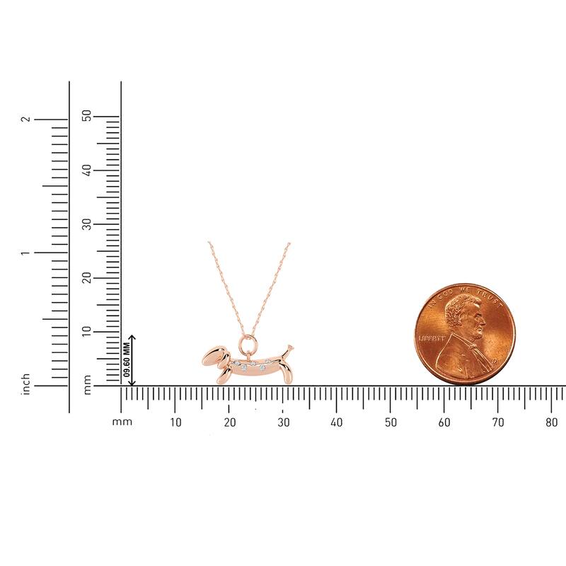 1/20ct Diamond Dachshund Dog Pendant Necklace in Gold Plated Silver for Women