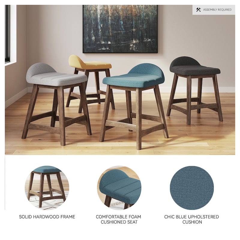 Signature Design by Ashley Lyncott Upholstered Counter Height Bar Stool (Set of 2) - 19"W x 20"D x 29"H