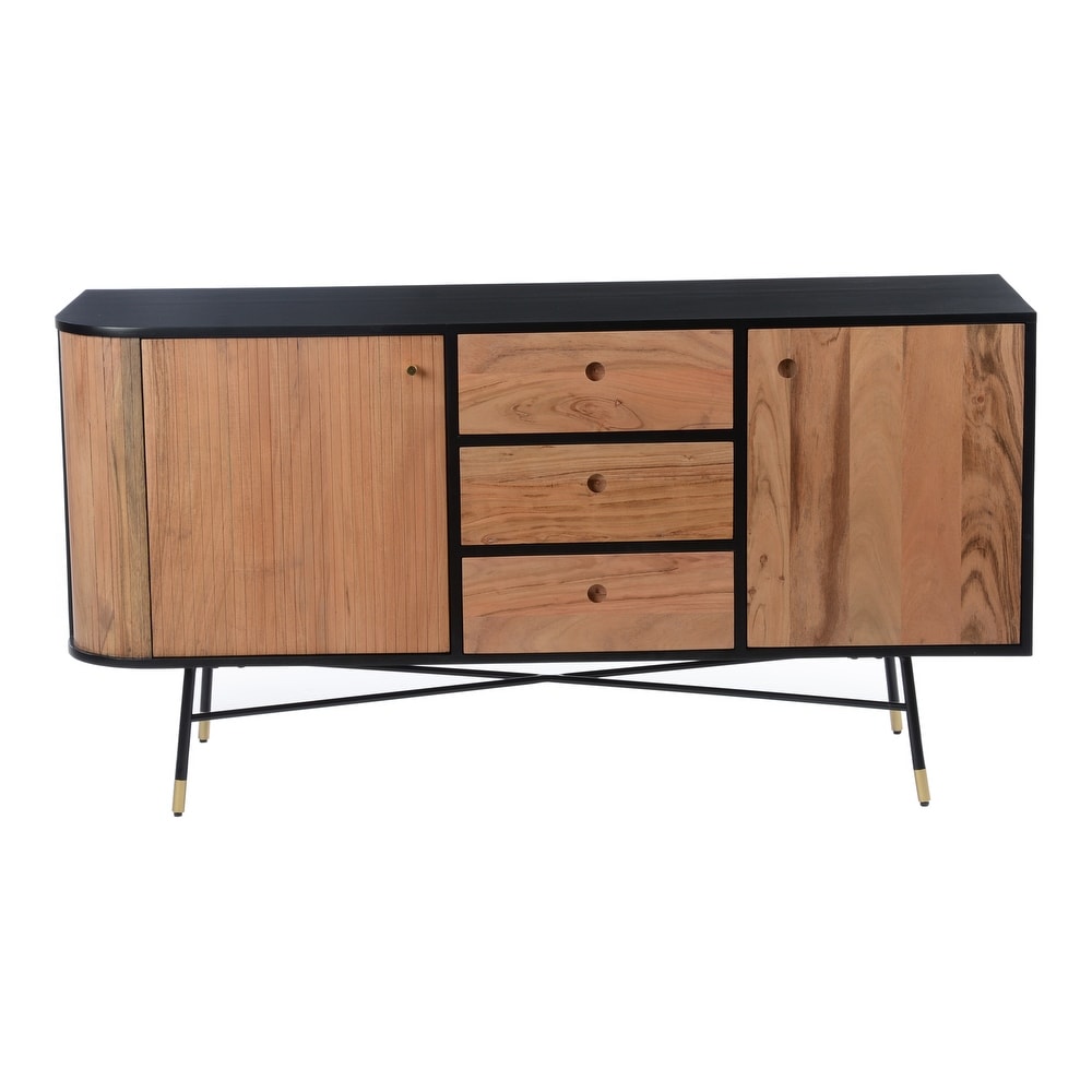 Aurelle Home  Bickle Modern Solid Wood and Iron Sideboard (Black)