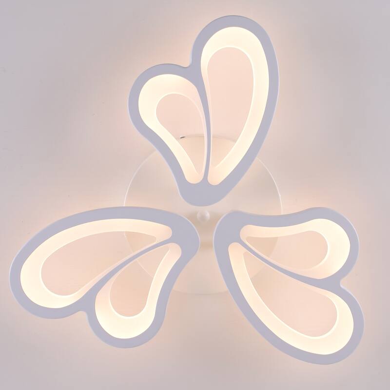 Indoor Modern Dimmable LED Semi-Flush Mount Ceiling Light Fixture with Remote and Creative Flower Lampshade
