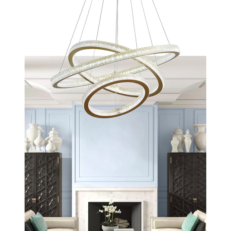 Modern Gold 3-Tier Luxurious LED Pendant Light Fixture