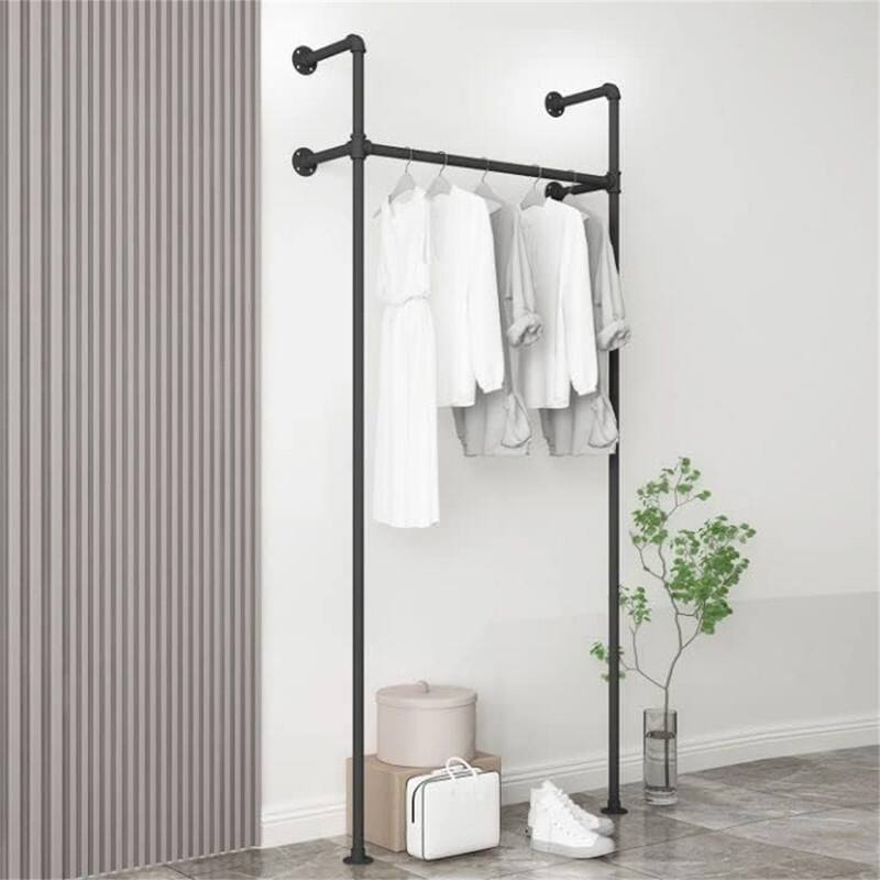 Moden Commercial Grade Pipe Clothes Racks - 9.8"D x 38"W x 85.5"H