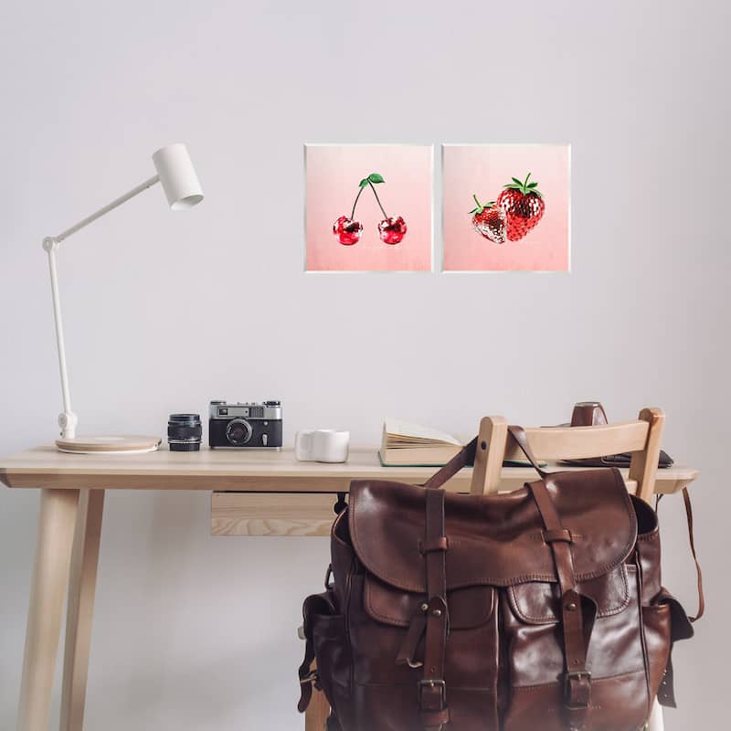Stupell Happiness & Love Disco Fruits Wall Plaque Art Design By Kim Allen (Set of 2)