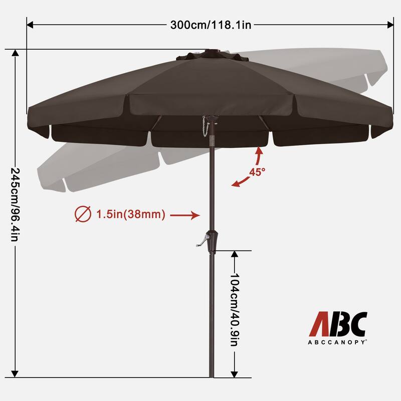ABCCANOPY 10FT Outdoor Table Market Umbrella Tilt and Crank for Garden