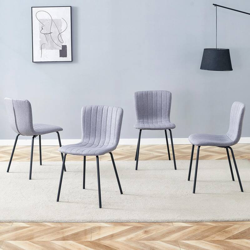 Set of 4 Minimalist Dining Chairs – Premium Black Metal Leg Design for Modern Interiors, Versatile Style Adaptability