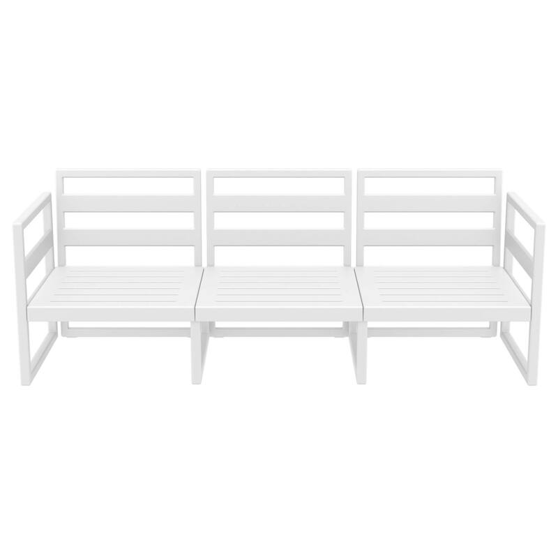 79" White Outdoor Patio Sofa with Sunbrella Charcoal Gray Cushion