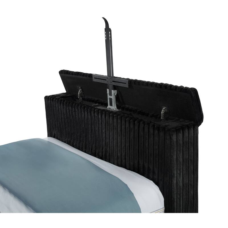 Centergrove Upholstered Wingback TV Bed Black
