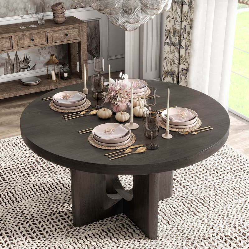 Furniture of America Piez Modern 54-inch Round Solid Wood Dining Table