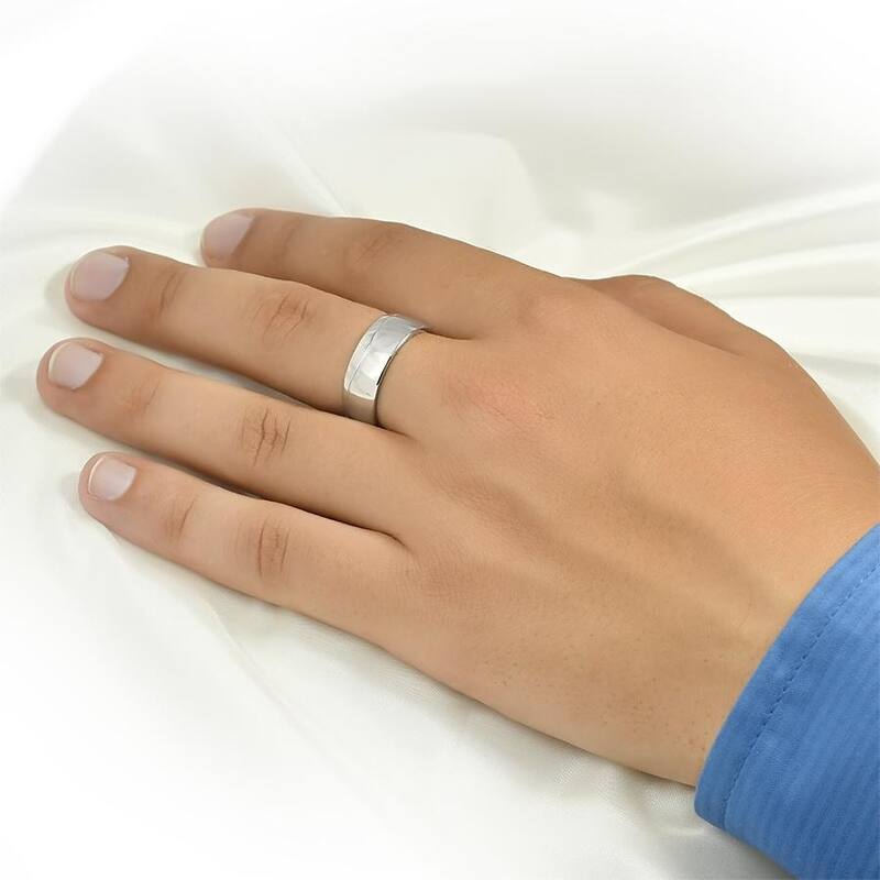 Mens Solid 925 Sterling Silver Anniversary Wedding Band Ring 7.5mm