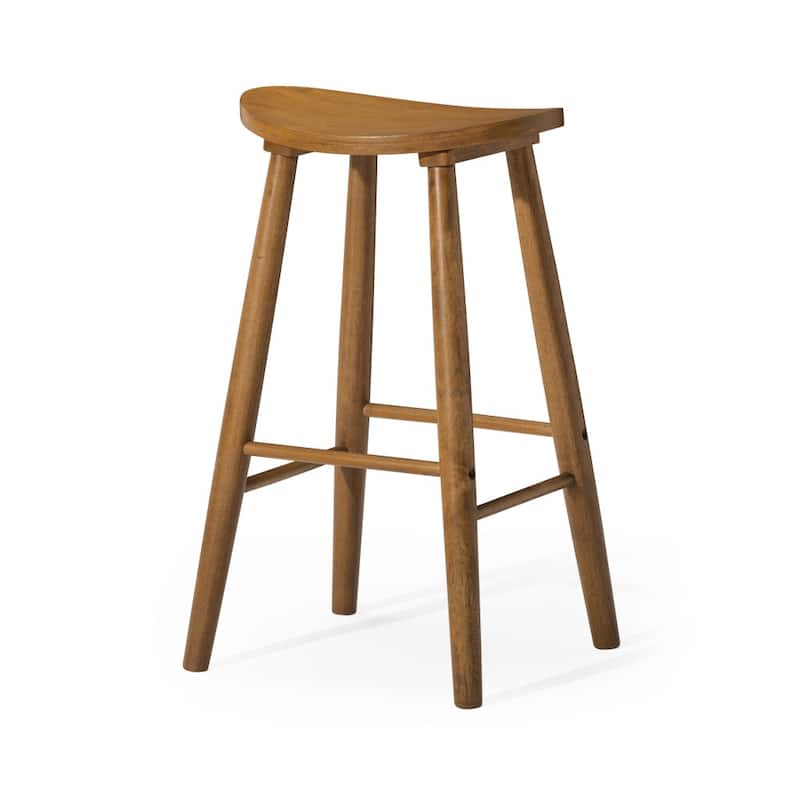 HomeRoots 30" Natural Solid Wood Backless Bar Height Bar Chair