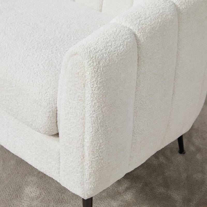 3-Piece Chenille Small Living Room Furniture Set with Metal Legs,Channel Tufted Sofa Conversation Set,Loveseat & 2 Accent Chair