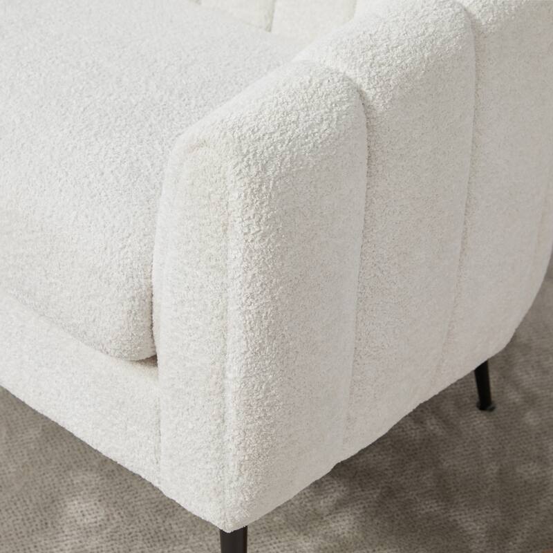 50.2"W Upholstered Mini Loveseat Accent Couch, Small Settee with Metal Legs, Channel Tufted 2-Seater Sofa