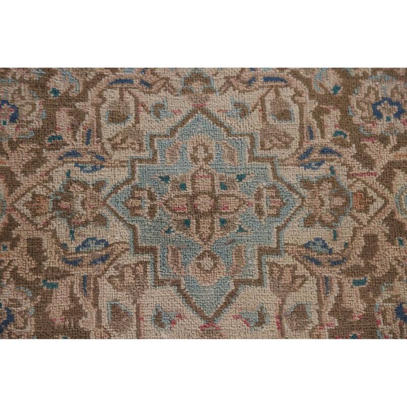 Hand Knotted Oriental 100% Wool Carpet Traditional Floral Peach Mashad Area Rug - 12' 6'' X 9' 7''