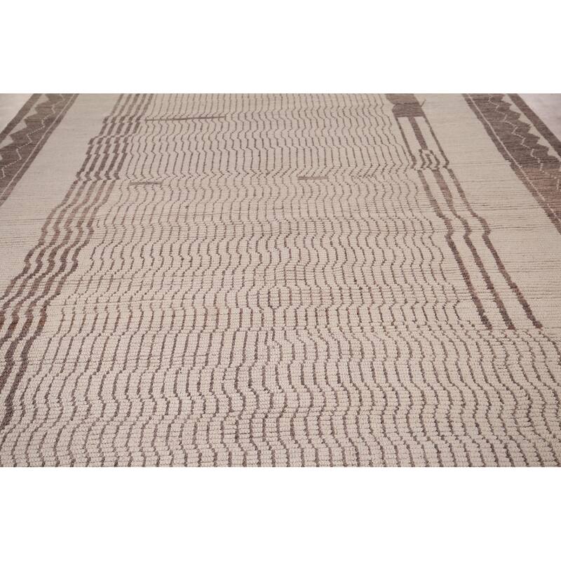 Earth Tone Moroccan Oriental Area Rug Hand-Knotted Wool Carpet - 8'10"x 12'4"