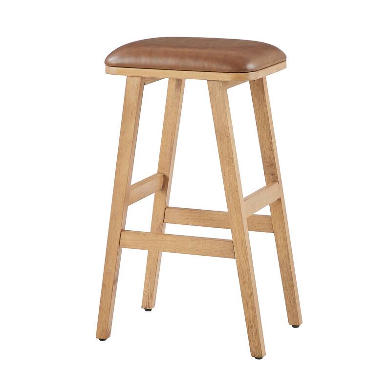 Bower Home Upholstered Wood Saddle Stools - Set of 2