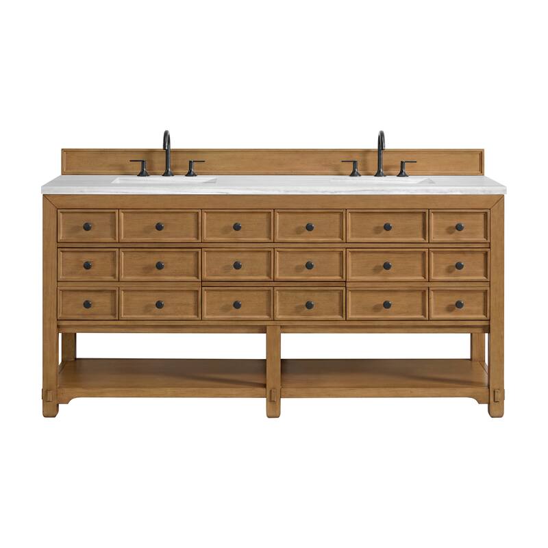 Malibu 72" Double Vanity Cabinet, Amber Birch - Arctic Fall