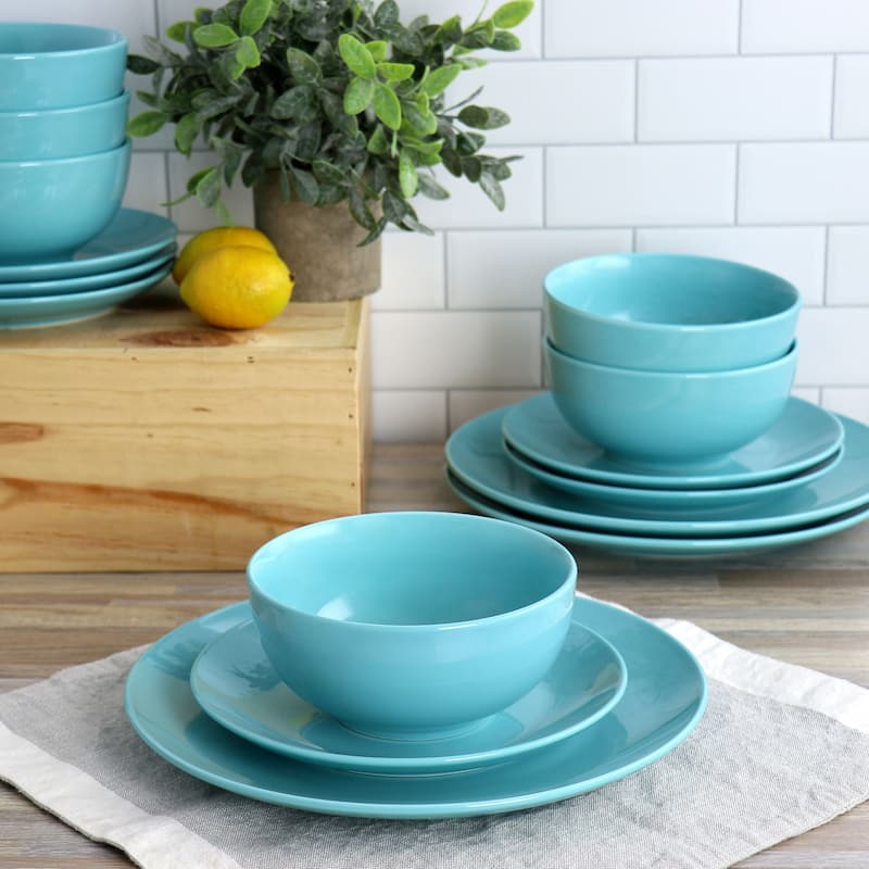 Elama Luna 18 Piece Porcelain Dinnerware Set in Blue