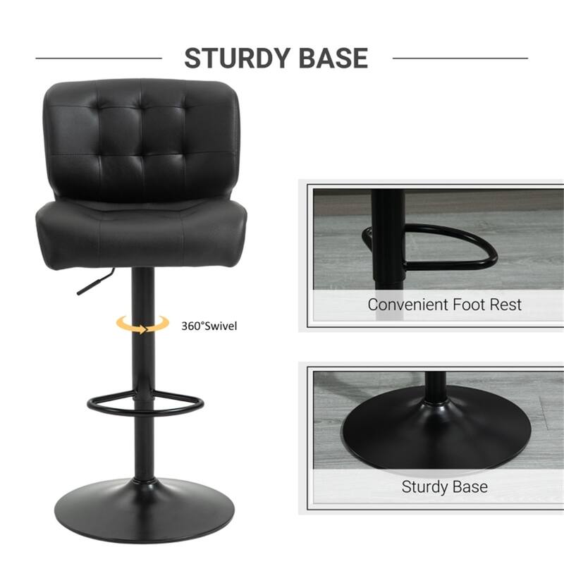 2-Pack Counter to Bar Height Swivel Stools with Tufted Cushion and Metal Base for Comfortable Seating