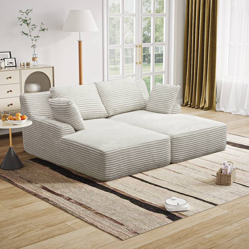 77.8" Oversized Double Chaise Lounge, Cloud Plush Sofa Bed, Upholstered Sleeper Chair, No Assembly Required