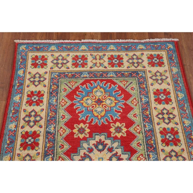 Red Traditional Kazak Rug Handmade Wool Carpet - 2'9" x 4'0"