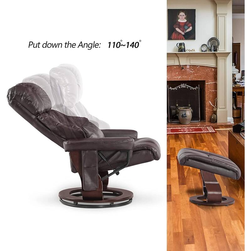 MCombo Recliner Chair with Ottoman Vibration Massag Faux Leather 9068