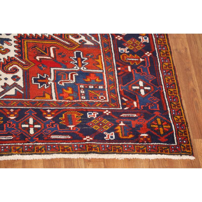 Hand Knotted Oriental 100% Wool Carpet Traditional Medallion Red Heriz Area Rug - 10' 10'' X 7' 8''