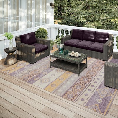 Addison Indoor/ Outdoor Yuma Southwest Boho Washable Rug