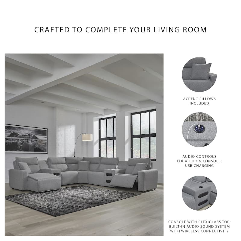 Signature Design by Ashley Modmax Gray 7-Piece Power Reclining Sectional with Chaise - 143" W x 143" D x 41" H