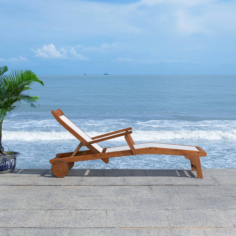 SAFAVIEH Outdoor Linie Sunlounger with Wheels - 25Wx36Dx71H