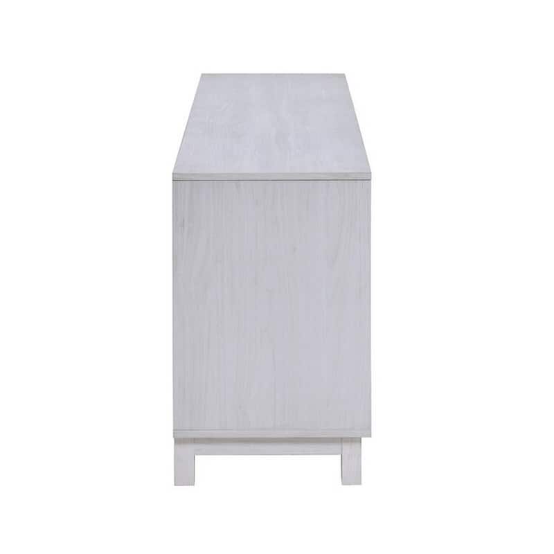 Samy 70 Inch TV Console LED Fireplace Heater, Glass Door, White, Silver