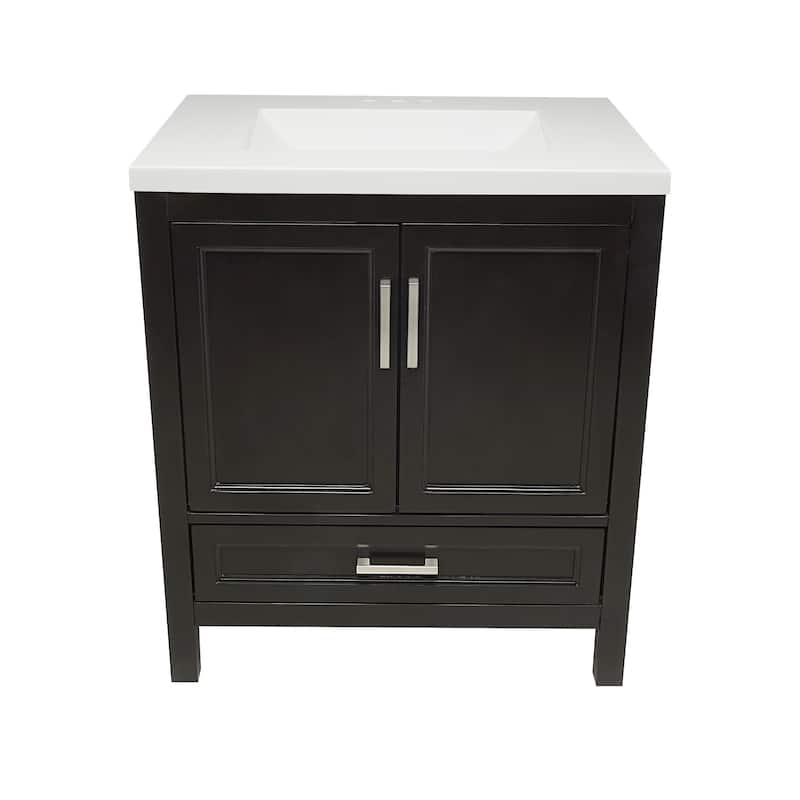 Nevado 37" Bathroom Vanity with Cultured Marble Vanity Top Sink in White with White Basin - Brown - White