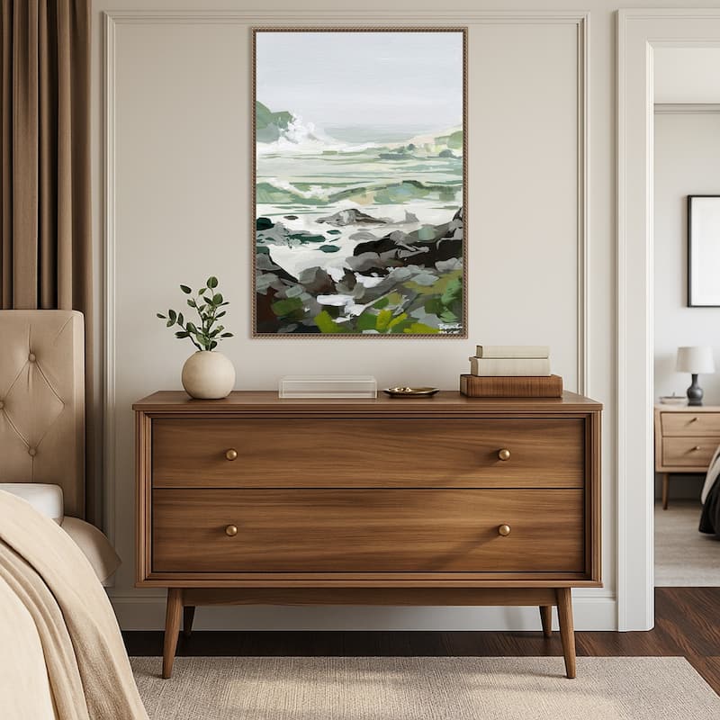 Coastal Waves and Rocks by Brook Page Framed Canvas Wall Art Print