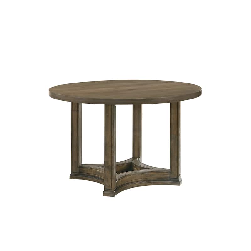 HomeRoots 47" Oak Solid Wood Frame Base Round Top Dining Table - 47.00 in. x 30.00 in. x 47.00 in.