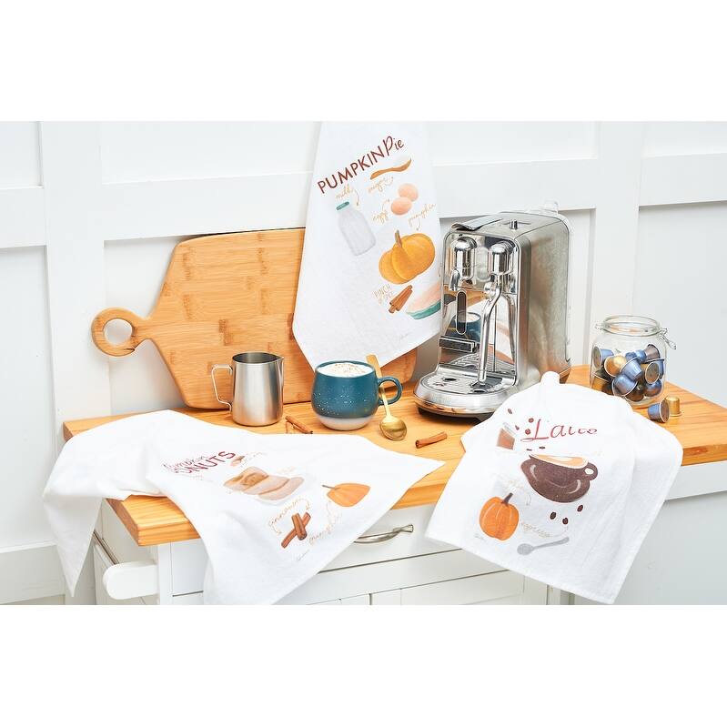 Pumpkin Pie Donut & Latte Towel S/3