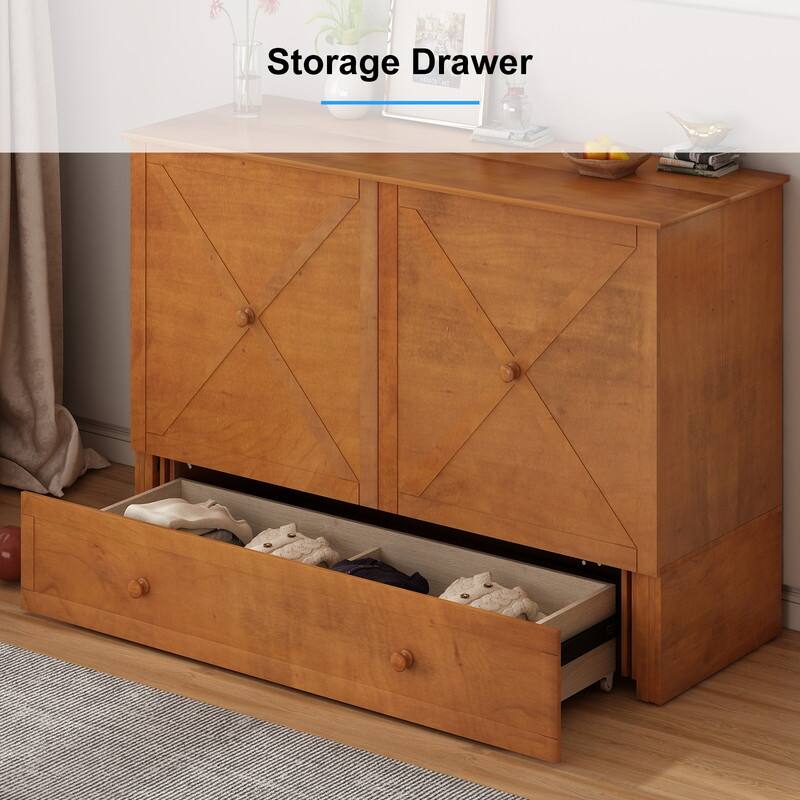 Mixoy Murphy Bed,Cube Cabinet Chest Bed with Charging Station