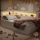 preview thumbnail 16 of 14, Trundle Upholstered Platform Bed with USB Ports and 7 Colors LED Belt