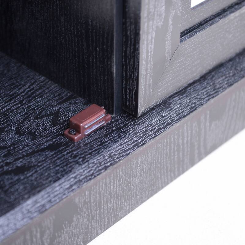 Sideboard Cabinet with 3 Mirrored Acrylic Doors, Multifunctional Wood Storage Cabinet, Accent Cabinet with Adjustable Shelves