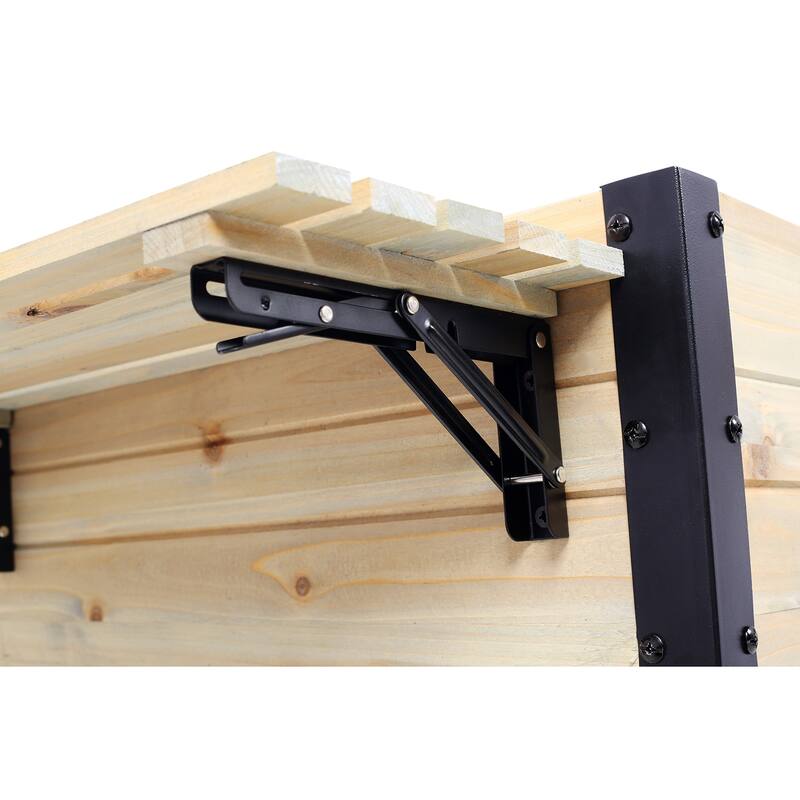 Metal Wood Raised Garden Bed, Folding Shelf Planter for Herbs Veggies