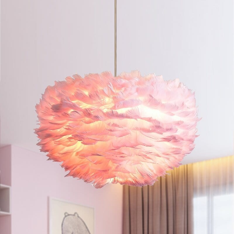 Maxax 3 - Light Shaded Globe Chandelier with Feather Accents
