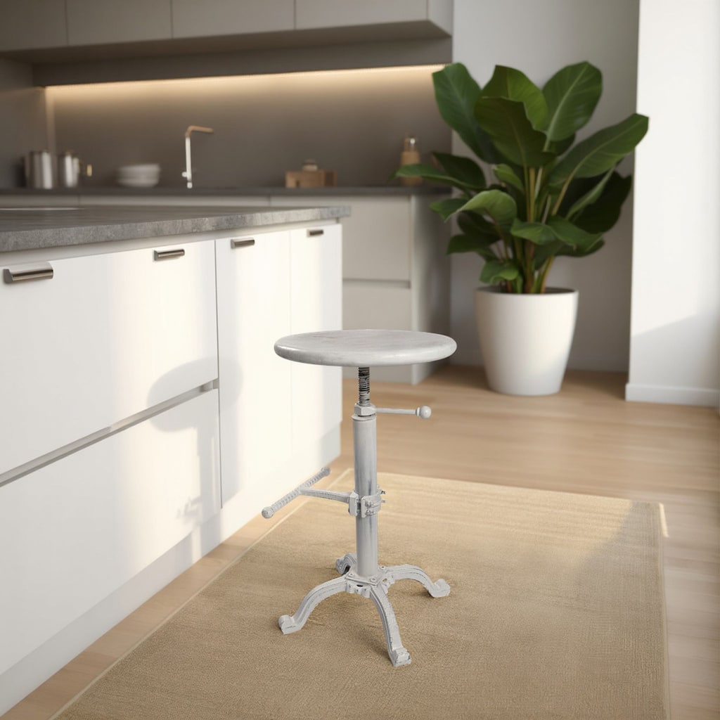 Adjustable Round Top Barstool - 30" - White