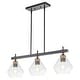 preview thumbnail 11 of 12, 3 Light Black Linear Kitchen Pendant Light Clear Seeded Glass Shades - W 33-in