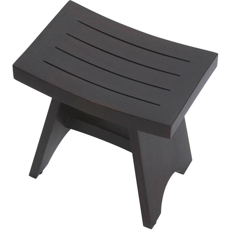HomeRoots 18" Dark Brown Teak Rectangular Shower Bench