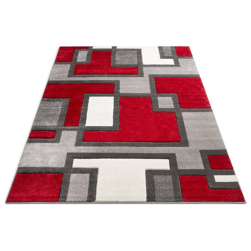 Well Woven Modern Geometric Color Block Area Rug